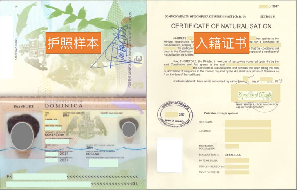 一步到位多米尼克護照，要準備的文件材料與流程，加勒比海島國買護照的費用三個月你該怎麼付? 入籍證書範本
